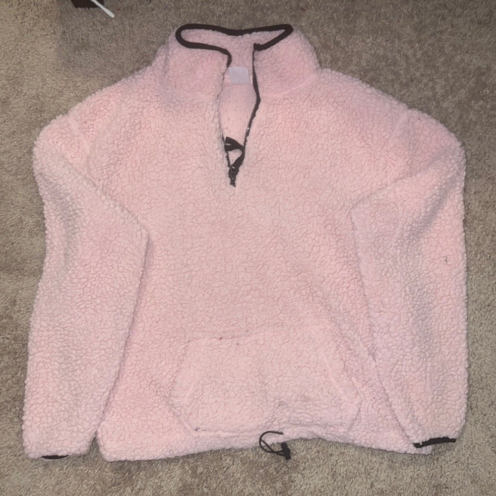 Pink sherpa pull over size kids XL fits a s/m women